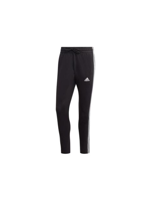 adidas Essentials Single Jersey Tapered Open Hem 3-Stripes Pant Black/White