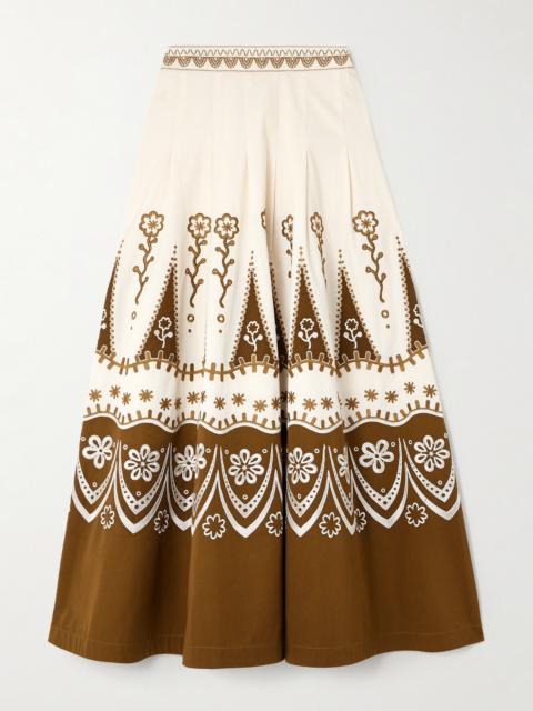 Amelianna Embroidered Cotton-blend Drill Maxi Skirt