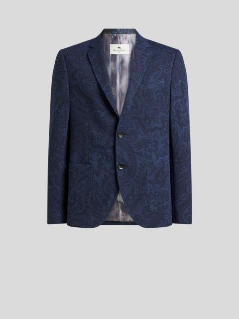 SINGLE-BREASTED STRETCH COTTON-BLEND JACKET WITH PAISLEY MOTIF