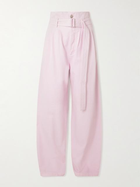 + Maria Mcmanus Corset Belted Pintucked High-rise Wide-leg Organic Jeans