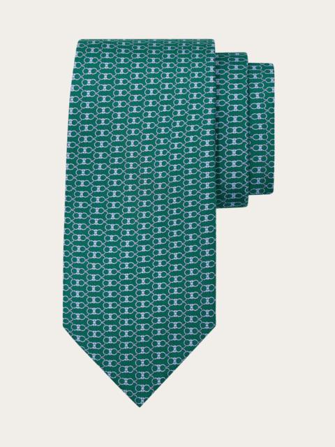 Gancini print silk tie