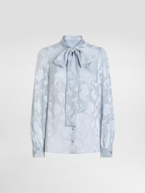 Floral fil coupé jacquard chiffon shirt