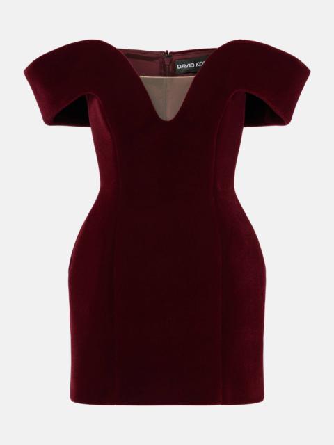 Off-shoulder velvet minidress