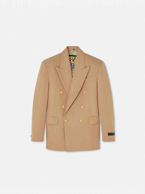 Mélange Wool Double-Breasted Blazer