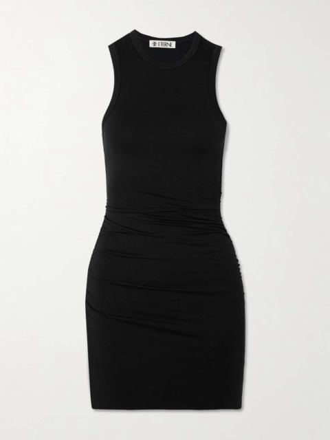 Carrie ruched stretch-modal jersey mini dress Black