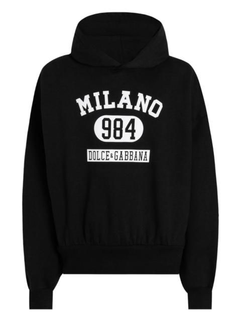long-sleeve front-print hoodie