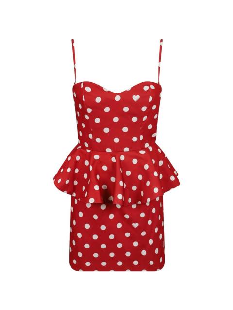 polka-dot peplum mini dress