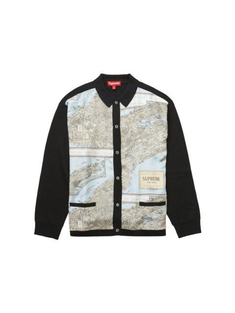 Supreme Silk Map Cardigan Black