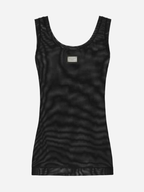 Light tulle vest top with Dolce&Gabbana logo tag