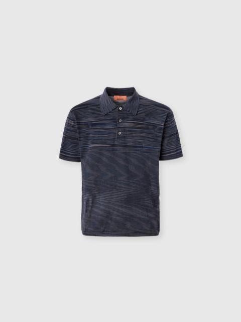 Flamed mercerized cotton polo shirt