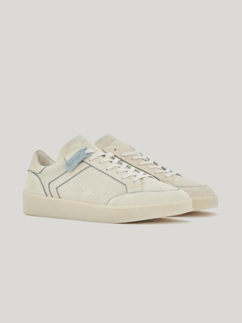 CANALI NUVOLA IVORY SUEDE SNEAKERS WITH RIBBING