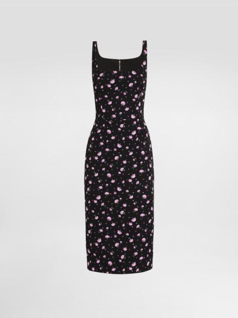 Carnations-print sheath dress