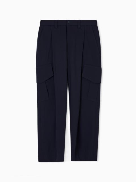 SINGLE-PLEAT, PURE VIRGIN WOOL CRÊPE TROUSERS