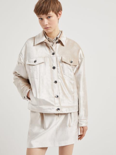 Cotton and viscose sleek velvet four-pocket jacket with Thermore® padding and shiny tab