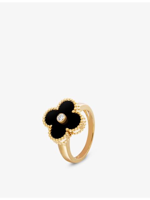 Vintage Alhambra yellow gold, onyx and 0.06ct round-cut diamond ring
