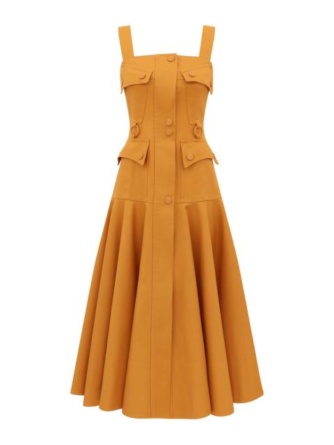 LUNA DRILL UTILITY MIDI DRESS