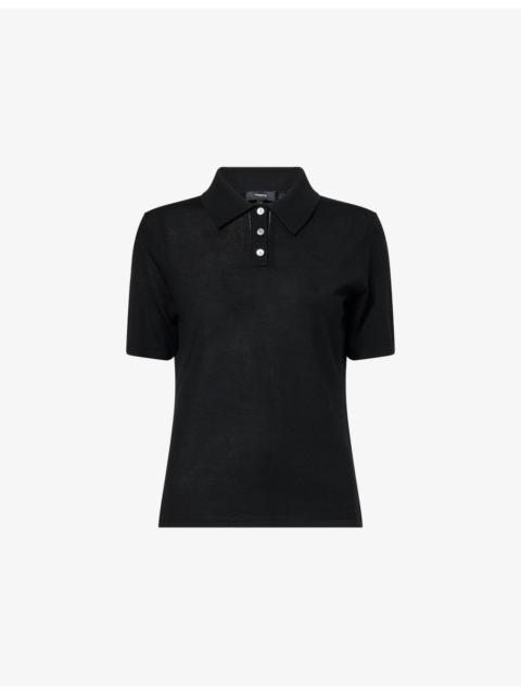 Pointelle Polo Wool Top