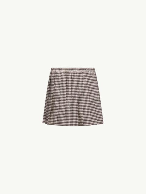 Vichy Cotton Blend Pleated Mini Skirt