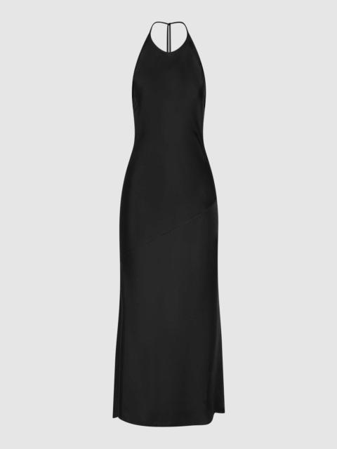 Silk Twill Halter Dress - Black
