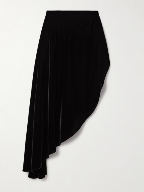 Asymmetric Velvet Skirt