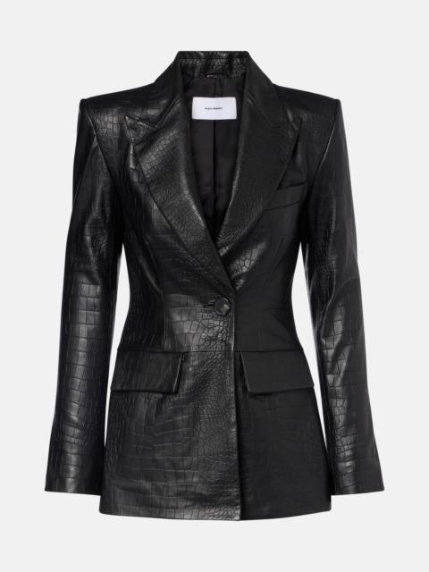 Croc-effect leather blazer