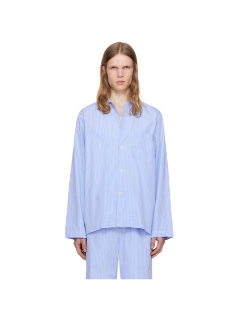 Blue Poplin Long-Sleeved Pyjama Shirt