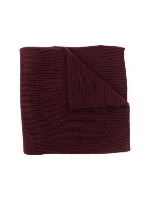 ribbed embroidered-logo scarf