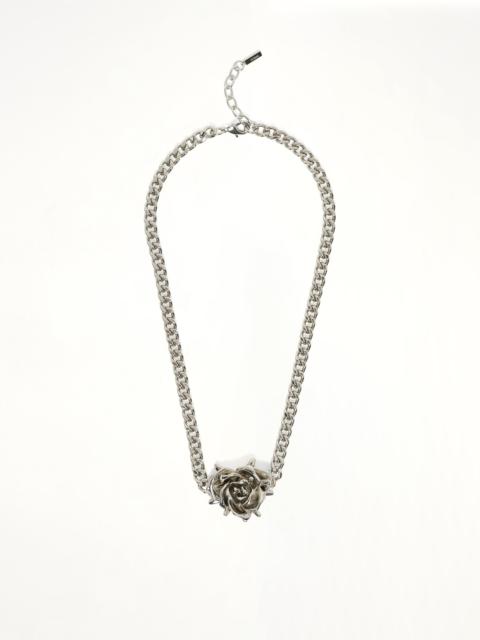 Spiky Rose Necklace in Silver