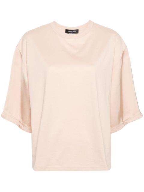 satin-detailed cotton T-shirt