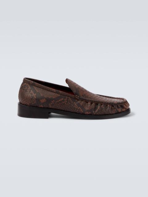 Snake-print leather loafers