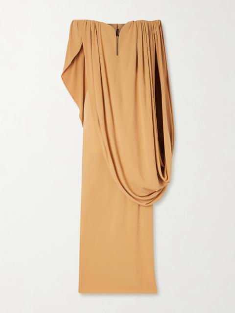 Off-the-shoulder Cape-effect Draped Crepe-jersey Gown