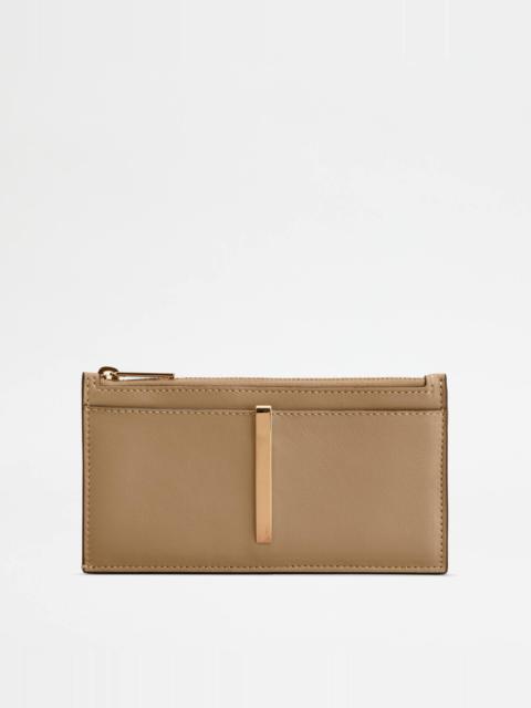 CARD HOLDER IN LEATHER - BEIGE