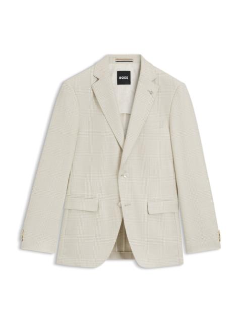 SLIM-FIT BLAZER IN CHECKED WOOL, SILK AND LINEN