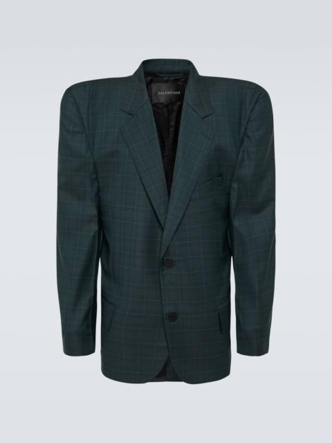 Boxy checked virgin wool blazer