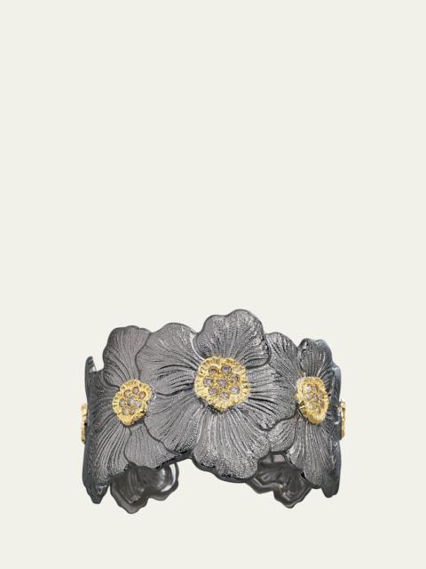 Blossom Gardenia Cuff in Burnished Silver