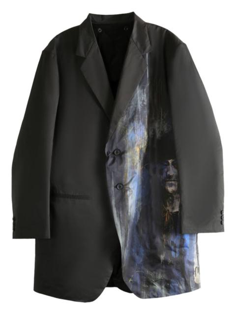 abstract-print single-breasted jacket