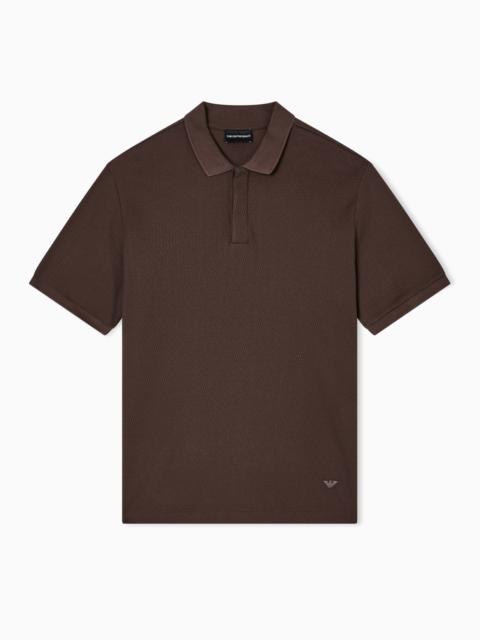 JERSEY POLO SHIRT WITH VERTICAL JACQUARD MOTIF