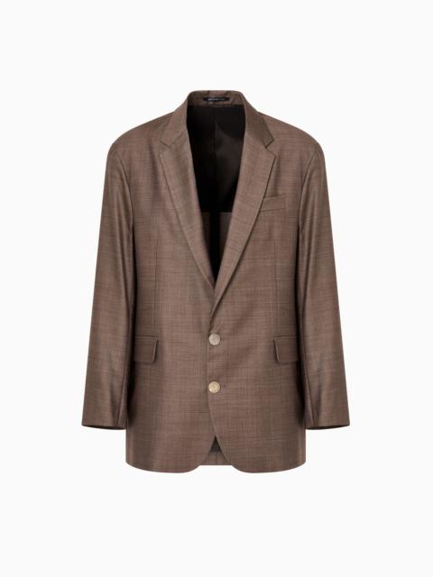 BASKETWEAVE-EFFECT SUPER 130’S VIRGIN-WOOL CANVAS BLAZER