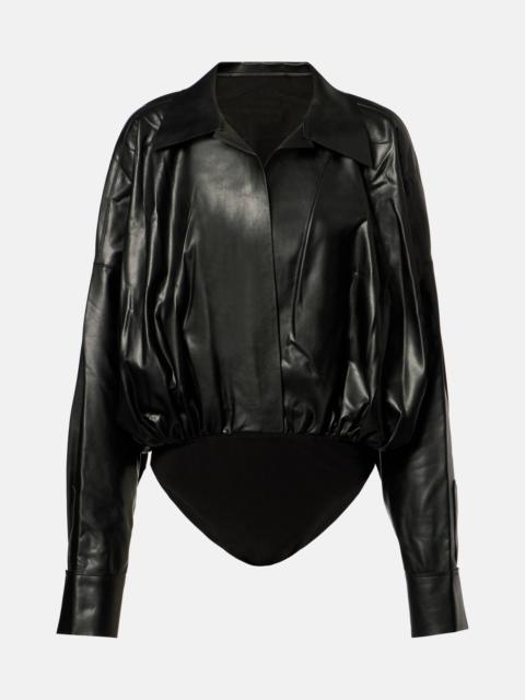 Faux leather bodysuit