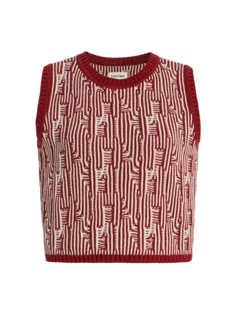 Tayta Knit Cotton Sleeveless Sweater burgundy