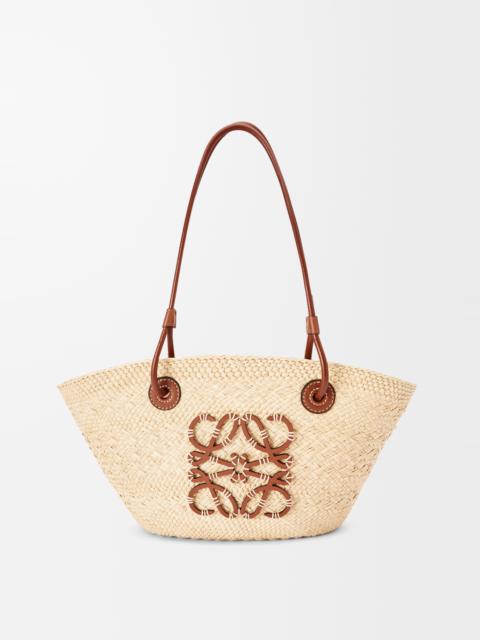 Small Anagram Basket bag in iraca palm and calfskin