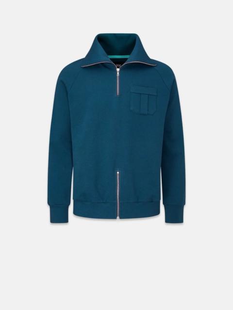 Men's Military Zip Sweatshirt Teal