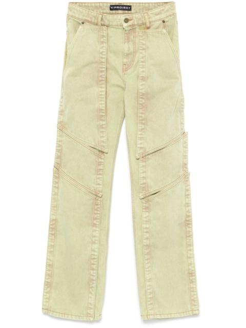 panelled straight jeans