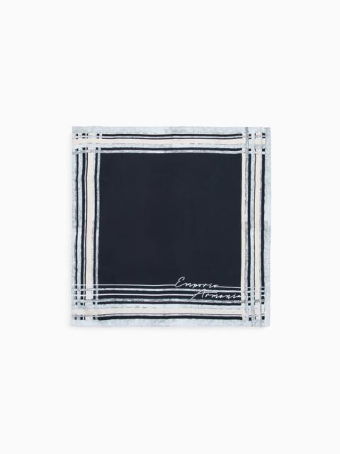 PURE SILK FOULARD WITH A FRAME PRINT