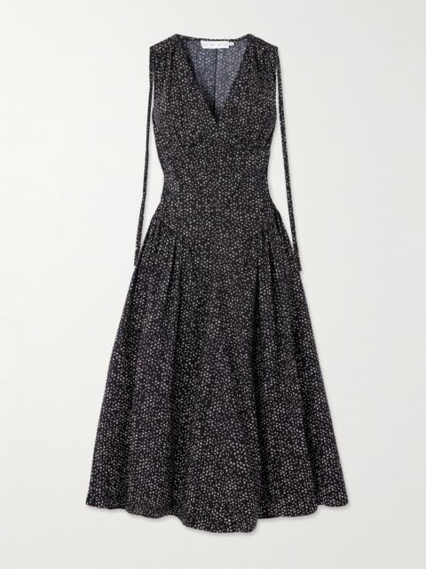 Clayton Pleated Printed Cotton-poplin Midi Dress