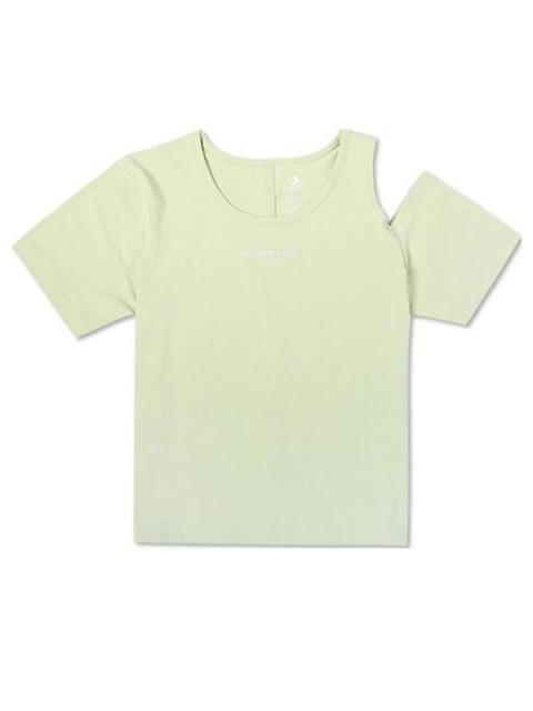 (WMNS) Converse Twisted Knits Slim Asymmetrical T-Shirt 'Green' 10023192-A03