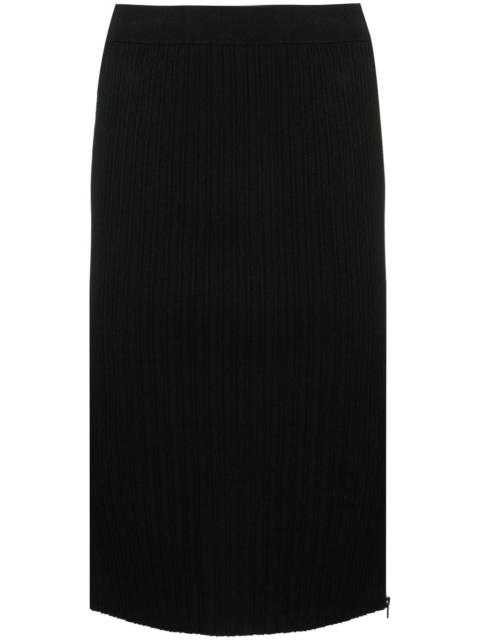 ribbed silk-blend pencil skirt