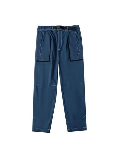 Men's adidas Solid Color Belt Woven Sports Pants/Trousers/Joggers Blue HM7470