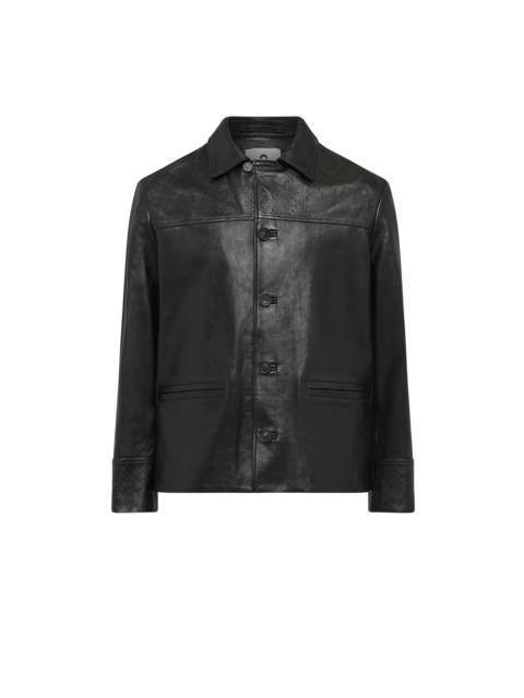 Moonogram Embossed Leather Boxy Jacket