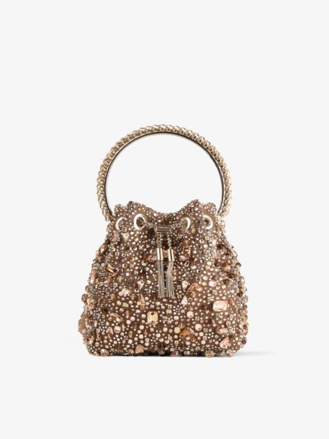 Bon Bon
Tan Metallic Crystal Mesh Handbag with Crystal Handle